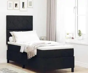 vidaXL Pat cu springuri și saltea negru 80x200 cm țesătură