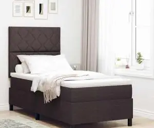 vidaXL Pat cu Bază de Arc cu Saltea Maro Închis 90x200 cm