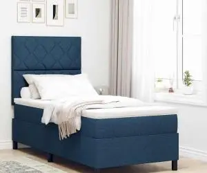 vidaXL Pat cu arcuri box cu saltea Albastru 90x200 cm Țesătură