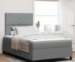 vidaXL Pat cu Arcuri și Saltea Gri Deschis 120x200 cm Țesătură