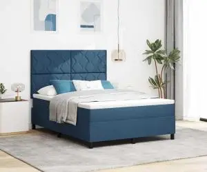 vidaXL Pat cu arcuri cu Saltea Bleumarin 140x190 cm Țesătură