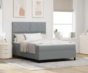 vidaXL Pat cu suport box spring Gri deschis 140x200 cm Țesătură