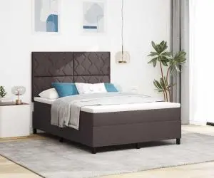 vidaXL Pat cu arcuri și saltea gri închis 160x200 cm din țesătură