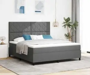 vidaXL Pat Box Spring cu Saltea Gri Închis Super King din Țesătură