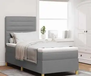 vidaXL Pat cu arcuri cu saltea gri deschis 80x200 cm din țesătură