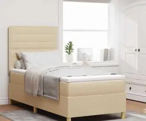 vidaXL Pat cu Arc cu Saltea Crem 80x200 cm Țesătură