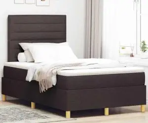 vidaXL Pat cu Somier cu Saltea Maro Închis 120x200 cm Material
