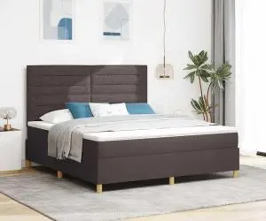 vidaXL Pat Box Spring cu Saltea Maro închis Super King Stofă