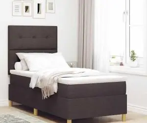 vidaXL Pat Box Spring cu Saltea Maro închis 80x200 cm Țesătură