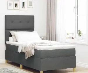 vidaXL Pat cu arcuri cu saltea Gri închis 100x200 cm Țesătură