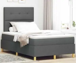 vidaXL Pat cu arcuri cu saltea Gri închis 120x200 cm Țesătură