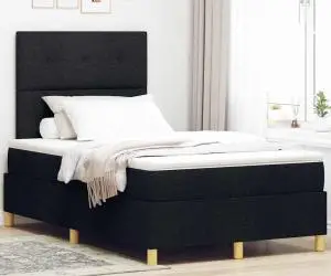 vidaXL Pat cu cutie spring și saltea neagră 120x200 cm țesătură