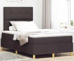 vidaXL Pat cu arcuri cu saltea maro închis 120x200 cm țesătură