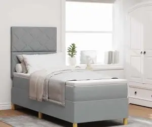 vidaXL Pat cu arcuri cu saltea gri deschis 80x200 cm țesătură