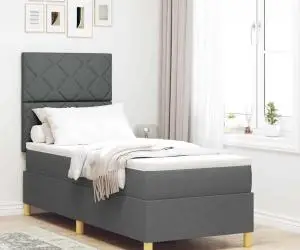 vidaXL Pat cu bază și saltea gri închis 80x200 cm țesătură