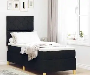 vidaXL Pat cu saltea Box Spring Negru 80x200 cm Țesătură