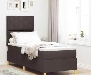 vidaXL Pat cu arcuri cu saltea maro închis 80x200 cm țesătură
