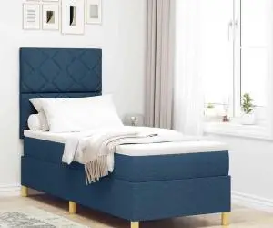 vidaXL Pat cu arcuri cu saltea albastră 80x200 cm țesătură