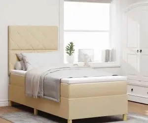 vidaXL Pat cu arc crem 100x200 cm țesătură