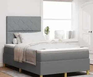 vidaXL Pat cu arcuri și saltea gri deschis 120x200 cm țesătură