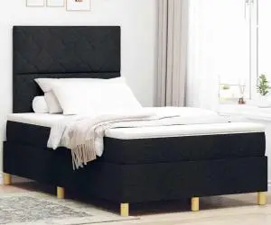 vidaXL Pat cu Tabără cu Saltea Neagră 120x200 cm Material Textil