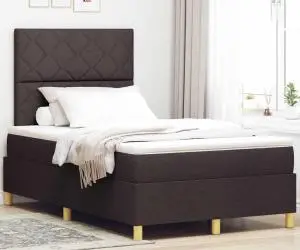 vidaXL Pat cu arc cu matrac maro închis 120x200 cm țesătură