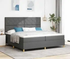 vidaXL Pat cu Arcuri și Saltea Gri închis 200x200 cm Țesătură