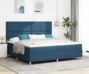 vidaXL Pat cu arcuri și saltea albastră 200x200 cm din țesătură