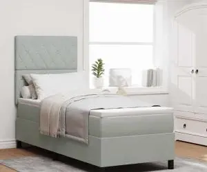 vidaXL Pat box spring cu saltea, gri deschis, 80x200 cm, catifea