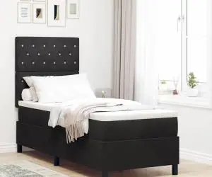 vidaXL Pat cu saltea și arcuri, Negru 80x200 cm Catifea