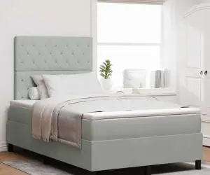 vidaXL Pat box spring cu saltea, gri deschis, 120x200 cm, catifea