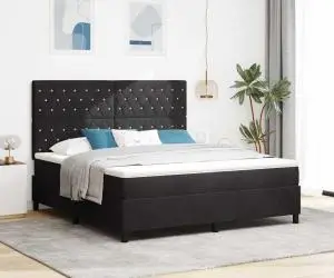 Pat Box Spring vidaXL cu Saltea Negru Super King Catifea