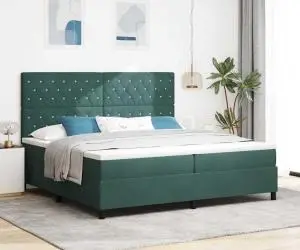 vidaXL Pat box spring cu saltea, verde închis, 200x200 cm, catifea