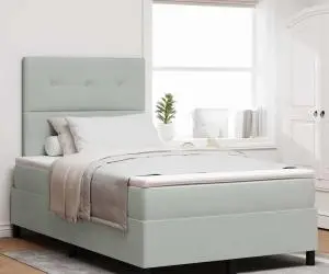 vidaXL Pat box spring cu saltea, gri deschis, 120x200 cm, catifea