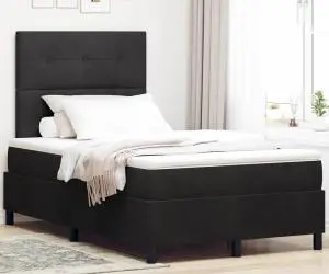 vidaXL Pat box spring cu saltea, negru, 120x200 cm, catifea