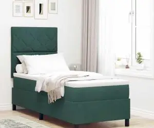 vidaXL Pat box spring cu saltea, verde închis, 80x200 cm, catifea