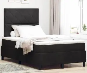 vidaXL Pat box spring cu saltea, negru, 120x200 cm, catifea