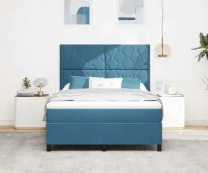 vidaXL Pat box spring cu saltea, albastru închis, 160x190 cm, catifea