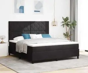 vidaXL Pat cu arc de box cu saltea Negru Super King Catifea