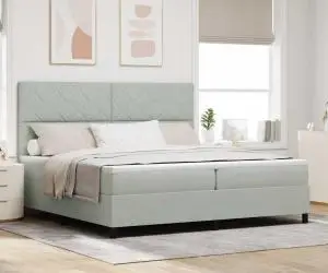 vidaXL Pat box spring cu saltea, gri deschis, 200x200 cm, catifea
