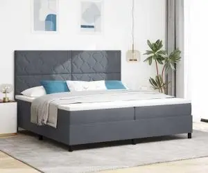 vidaXL Pat box spring cu saltea, gri închis, 200x200 cm, catifea