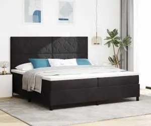 vidaXL Pat box spring cu saltea, negru, 200x200 cm, catifea