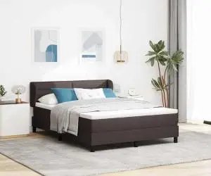 Pat cu saltea vidaXL cu tablie maro închis 160x200 cm din material textil