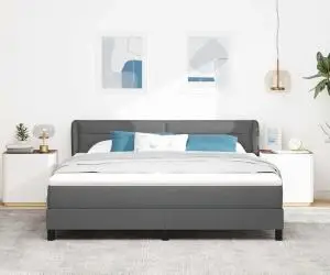 vidaXL Pat box spring cu saltea, gri închis, 180x200 cm, textil