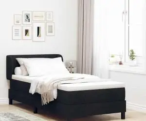 vidaXL Pat box spring cu saltea, negru, 100x200 cm, textil