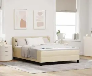 Pat cu saltea vidaXL Crem 140x200 cm Fabric