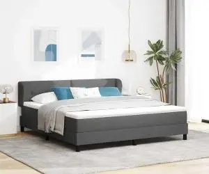 vidaXL Pat box spring cu saltea, gri închis, 180x200 cm, textil