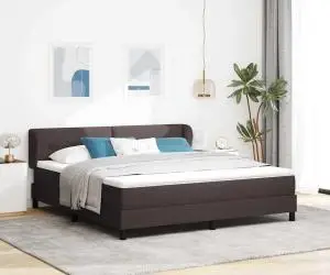 vidaXL Pat box spring cu saltea, maro închis, 180x200 cm, textil