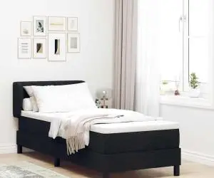 vidaXL Pat box spring cu saltea, negru, 80x200 cm, textil
