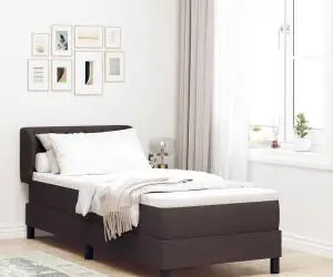 vidaXL Pat box spring cu saltea, maro închis, 80x200 cm, textil